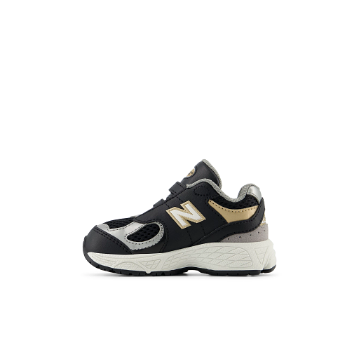 New Balance Litte Kids' 2002 Hook & Loop Sneakers, Black, 25