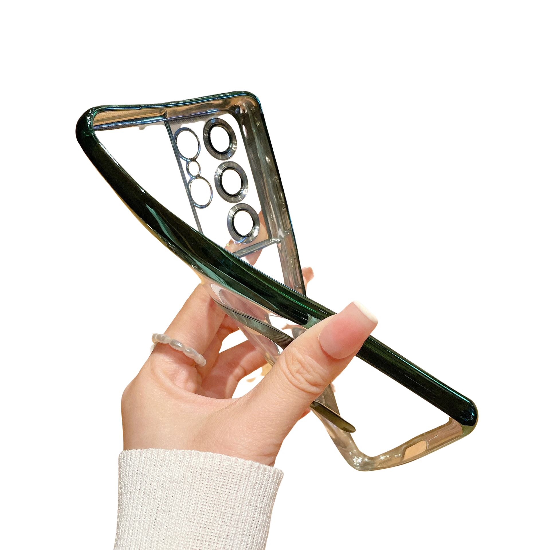 Samsung Galaxy S22 5G Magnetische Gummi Case Hülle Galvanisierter Rahmen Magsafe-Modul   Kameraglasschutz - Gold / Transparent