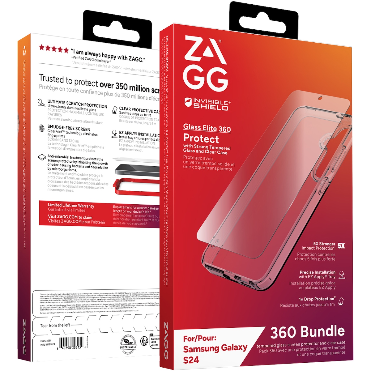 Zagg Samsung Galaxy S24 Glass Elite 360 deksel og skjermbeskytter