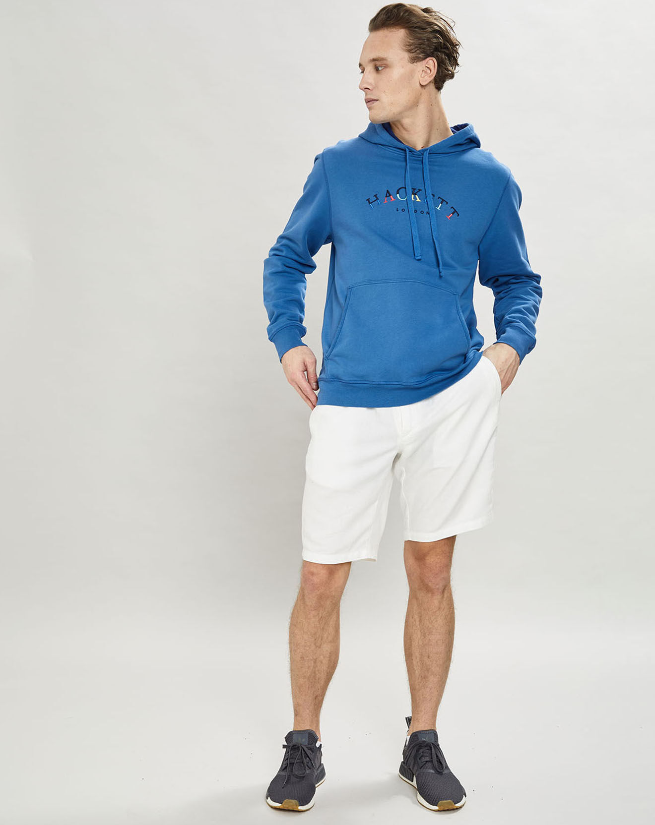 Hackett London Sweat à capuche brodé bleu