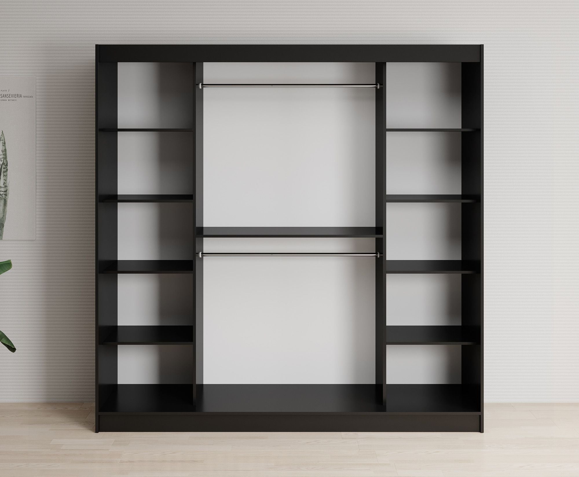Lisbon 2 - Kledingkast met schuifdeuren - Zwart/eiken - 200x62x200 cm