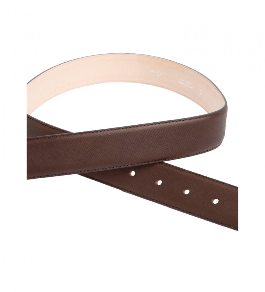 Cinto Hackett em couro Saffiano marrom