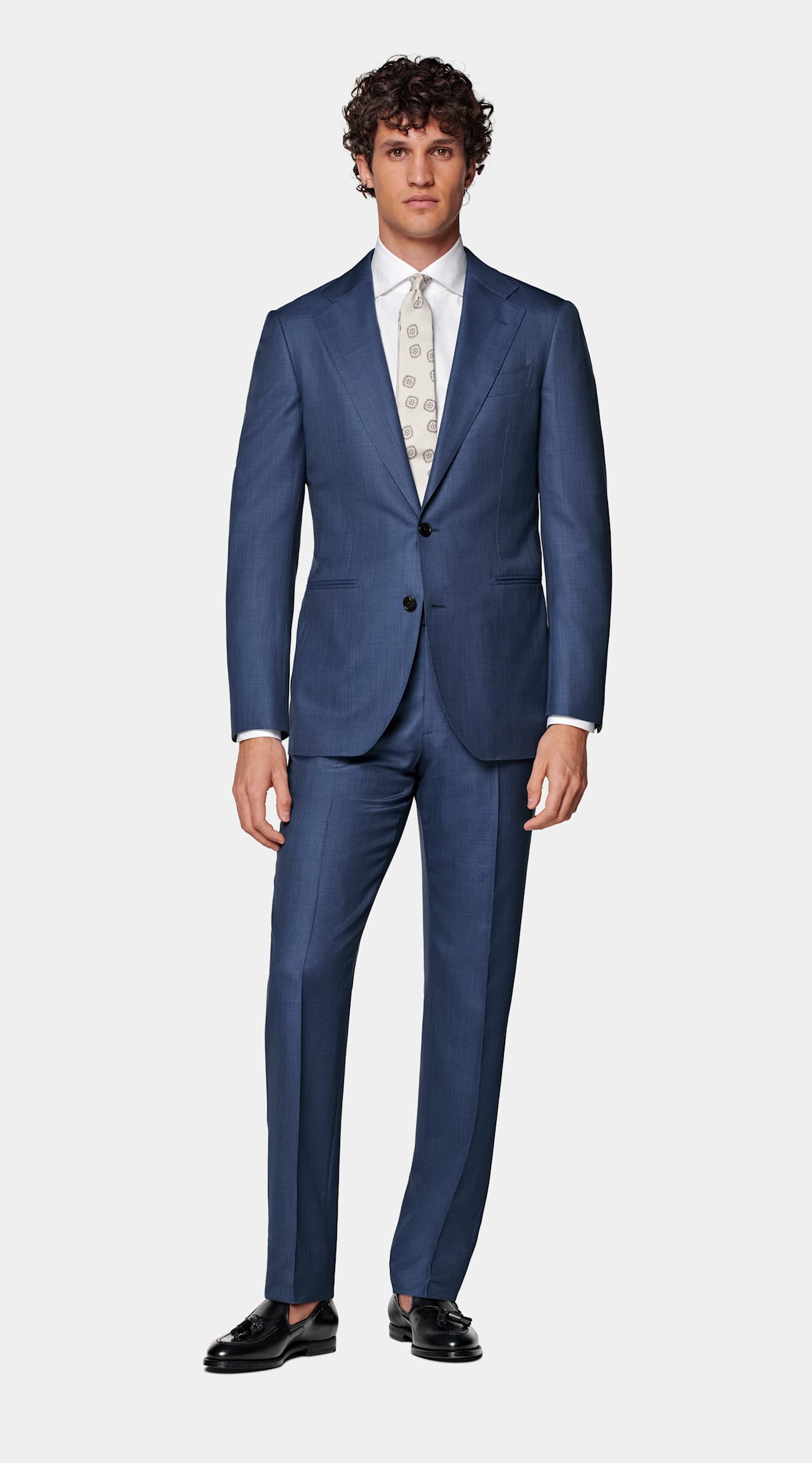 Costume Havana coupe Tailored bleu moyen