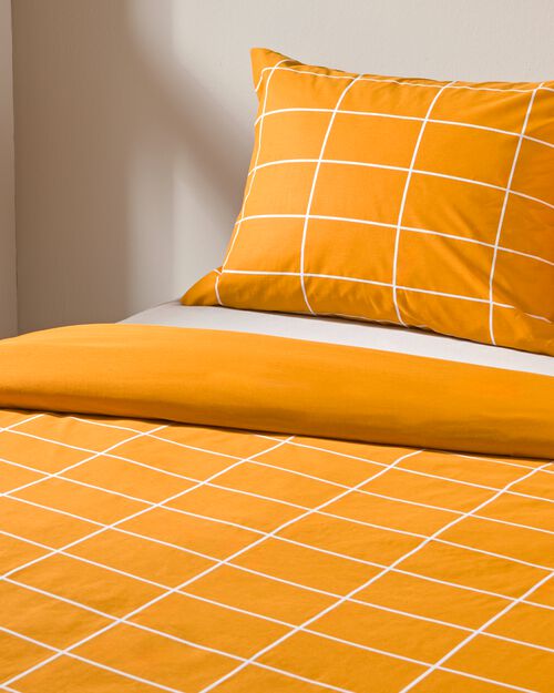 housse de couette polycoton 140x200 carreaux - jaune