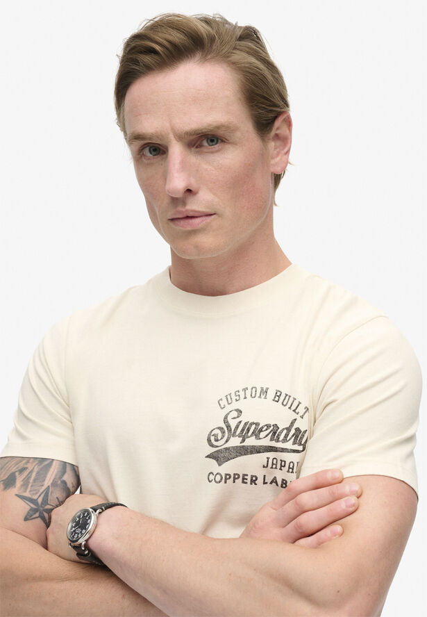 Superdry COPPER LABEL CHEST GRAPHIC TEE Rice white