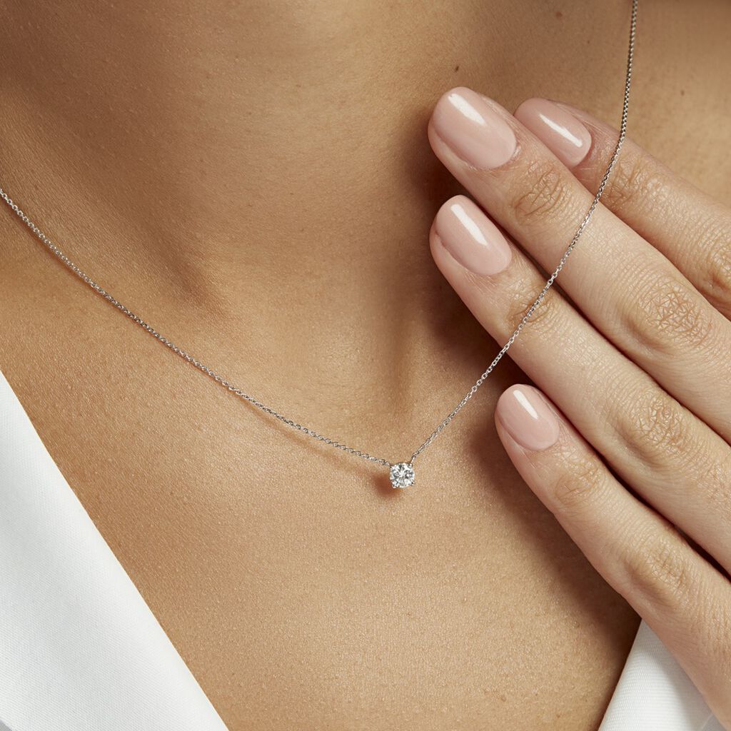 Collier Solitaire Victoria Platine Blanc Diamant