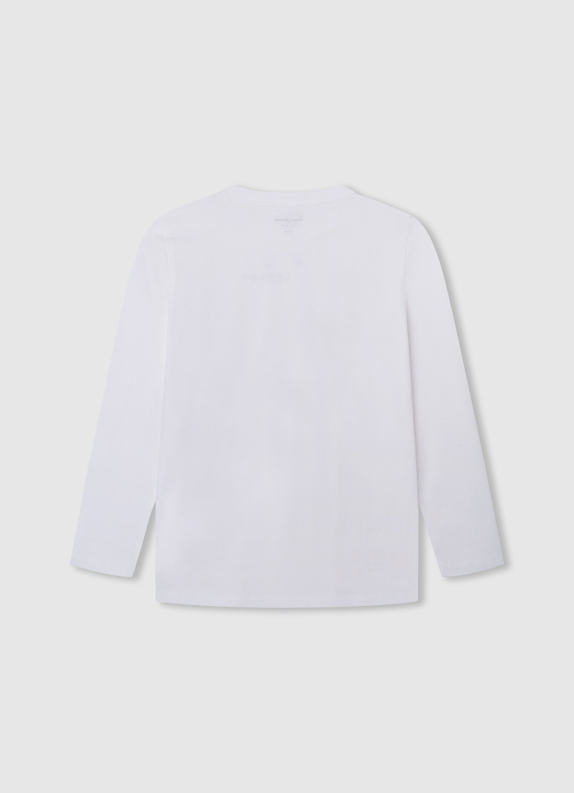 Camiseta de manga comprida com logotipo estampado - branca