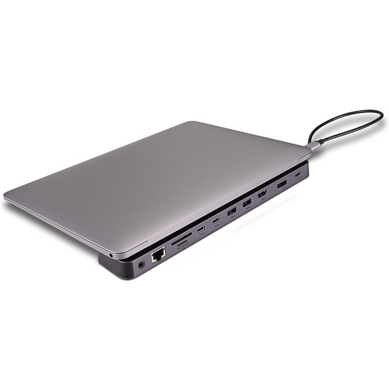 Lindy DST-Mini XT 810, Mini Docking Station USB-C pour Laptop pour un écran 8K ou deux écrans 4K60 et charge 100W