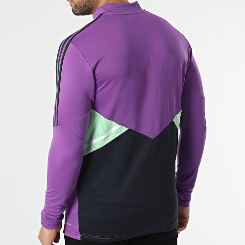 Sweat Col Zippé A Bandes Real HT8803 Violet
