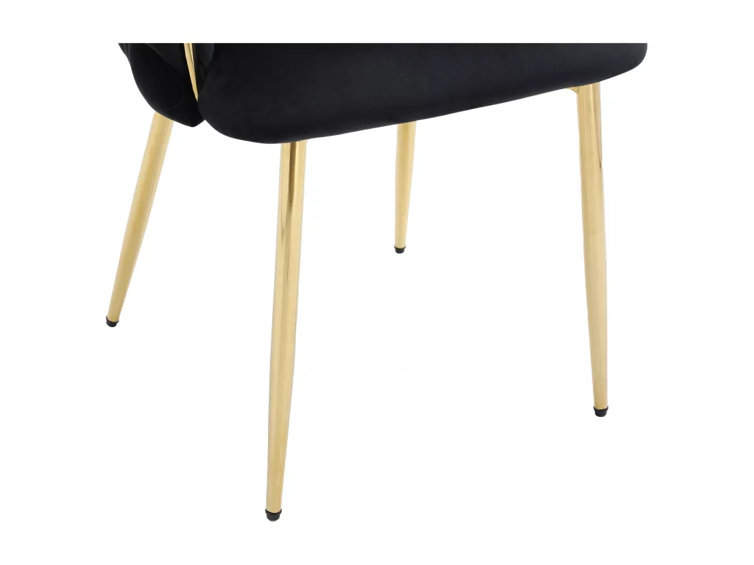 Lot de 2 chaises avec accoudoirs en velours et métal doré - Noir - ELEGANO