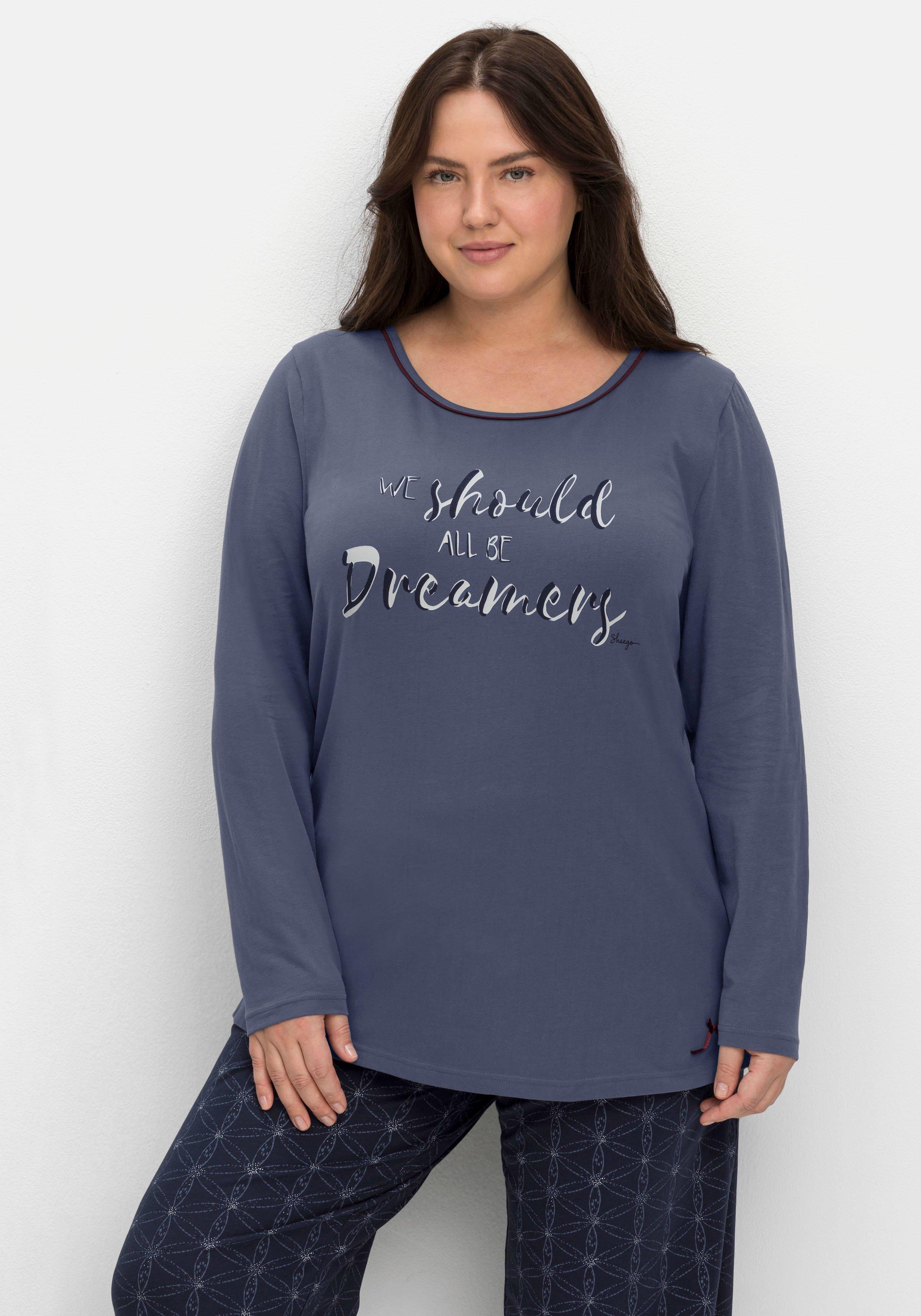 Schlafshirt mit Langarm und Fronprint