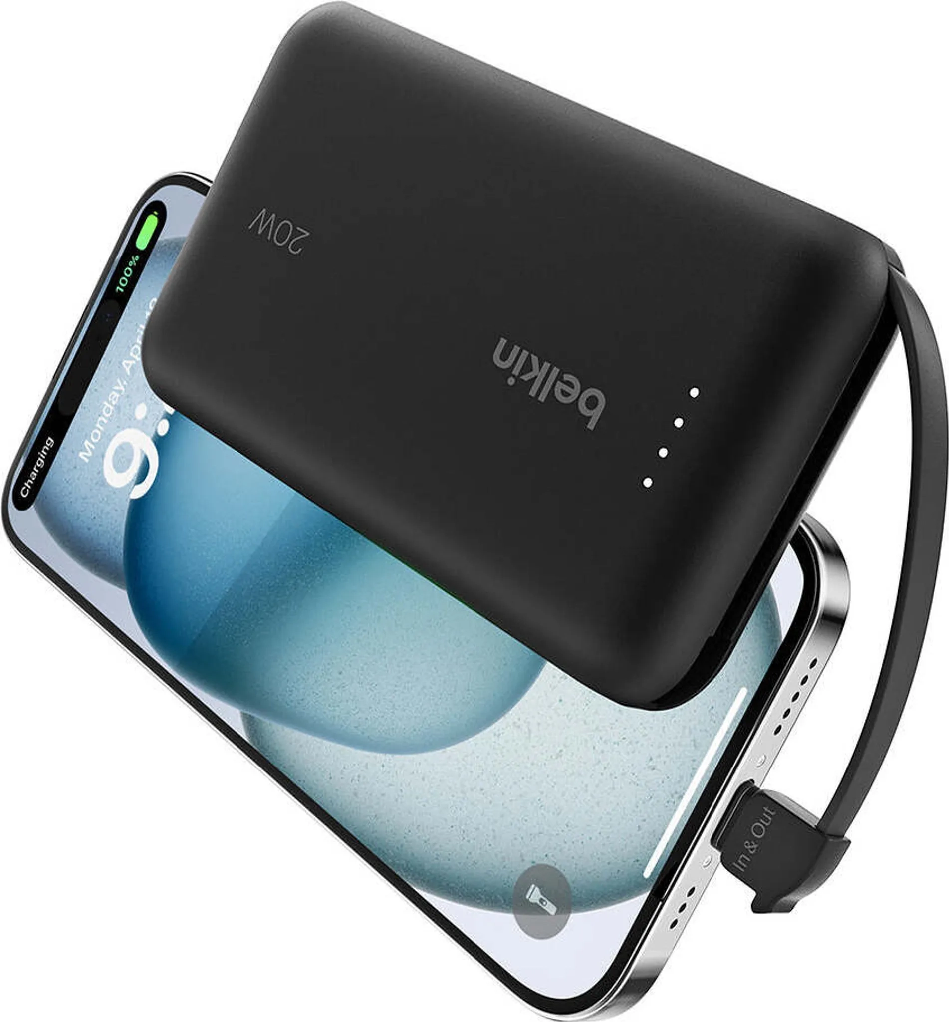 (20W) 10000mAh BoostCharge USB C Powerbank Ladegerät inkl. USB C Ladekabel mit LED Anzeige (BPB021HQBK) - Schwarz