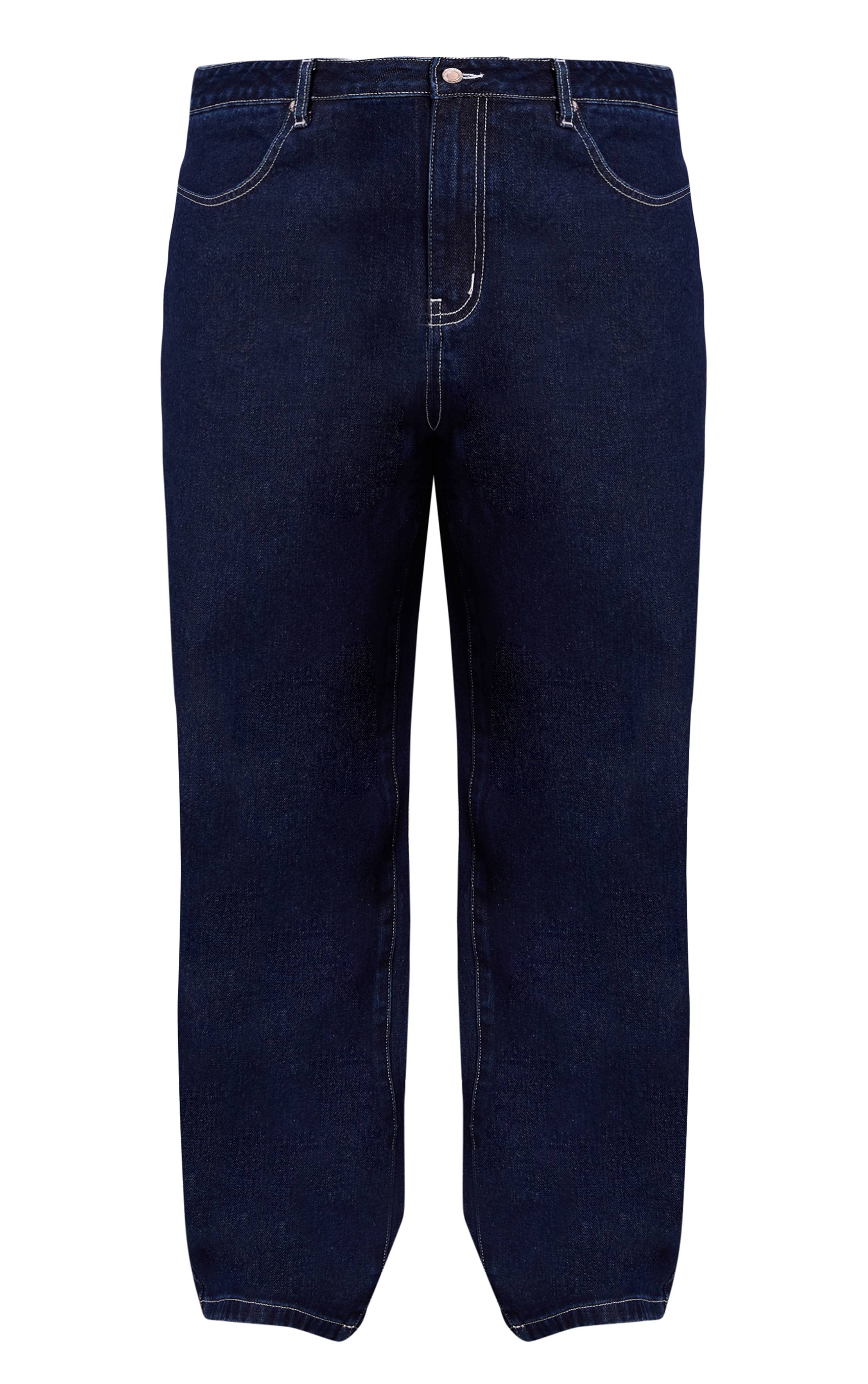 Bleu Indigo Jean Grande Taille Taille Mi-haute Coupe Large