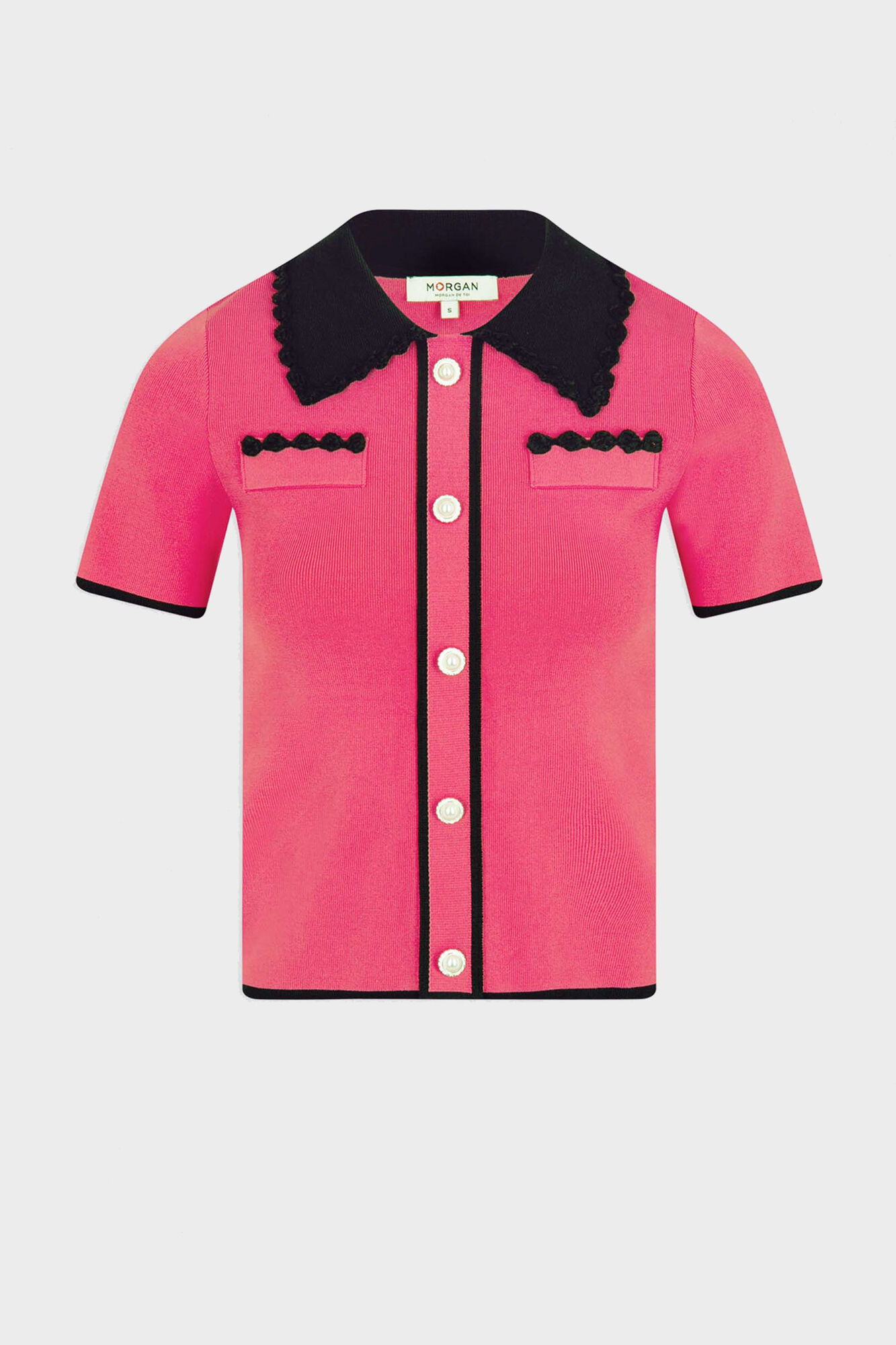 Camisa de manga curta com botões - Fúcsia