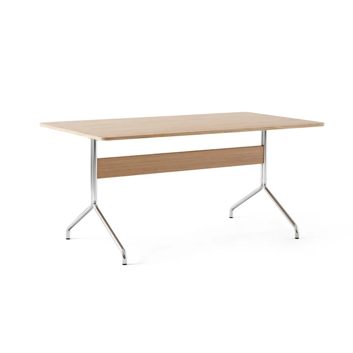&Tradition - Pavilion Dining Esstisch AV18, 160 x 90 cm, Eiche klar lackiert / Gestell chrom