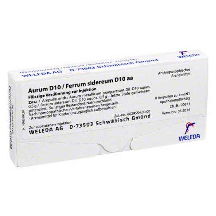 Aurum D10 / Ferrum sidereum D10 aa Ampullen, 8X1 ml