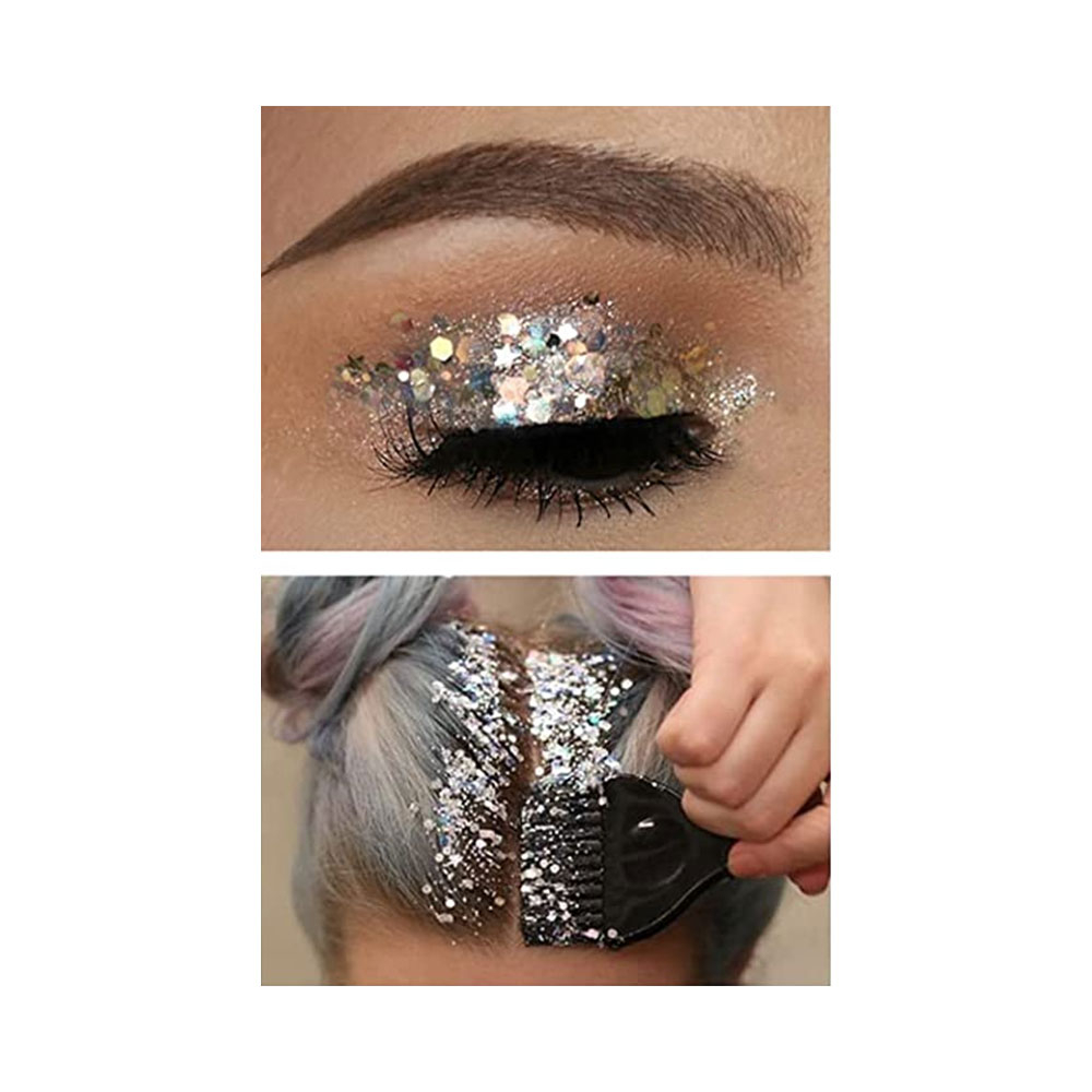 (6er Set) Holographisches Festival Gesichts- und Körper Glitzer Selbstklebende Glitter Gel Lidschatten - Style 5