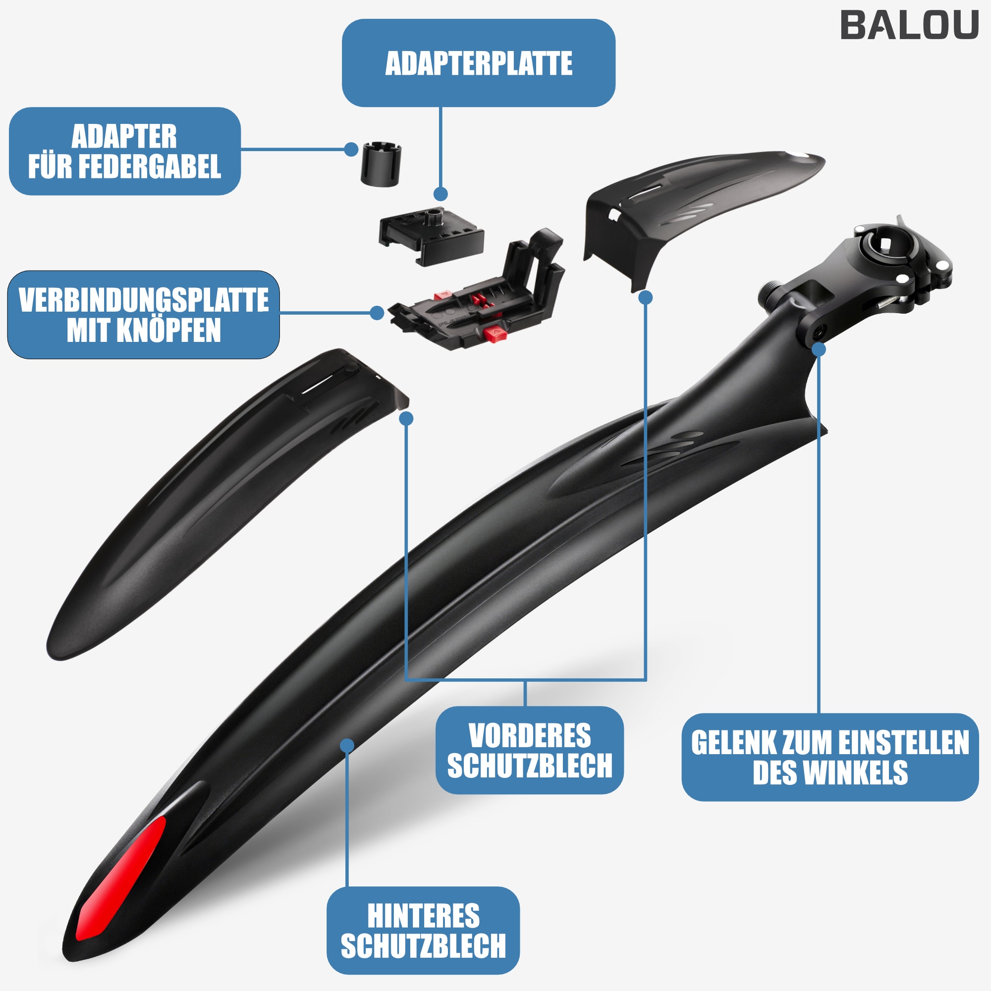 BALOU Mountainbike Fahrrad Schutzblech, 24-29