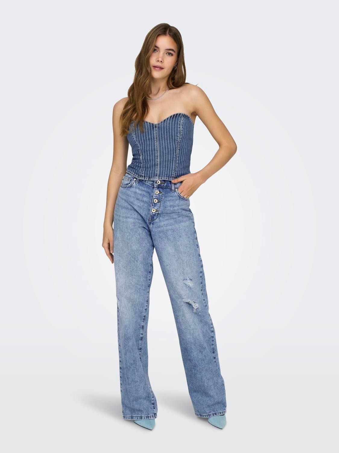 ONLMOLLY Hohe Taille Weiter Beinschnitt Jeans Light Blue Denim