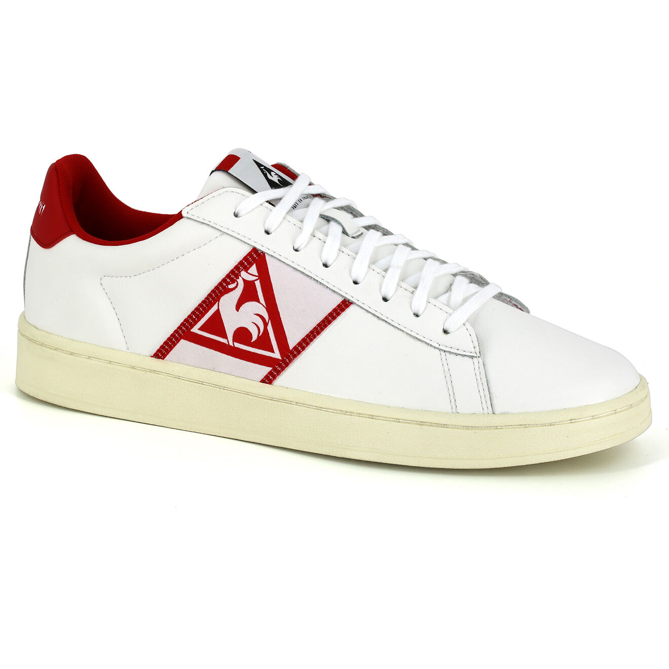 Le Coq Sportif Baskets en Cuir Classic Soft Made In France blanc/rouge