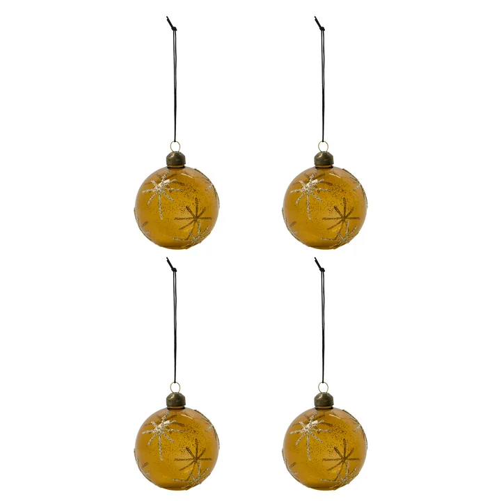 House Doctor - Star Ornament, Ø 8 cm, amber (4er-Set)