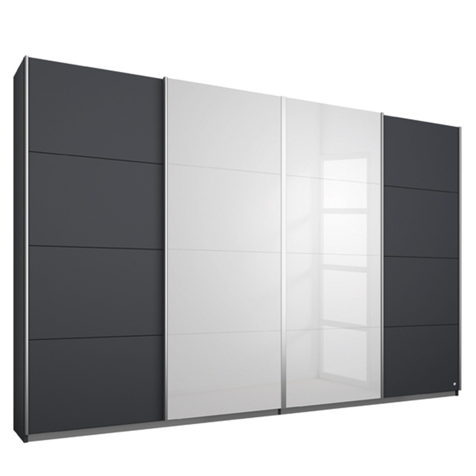 Schwebetürenschrank - grau metallic - 2 Spiegeltüren - 271x211 cm
