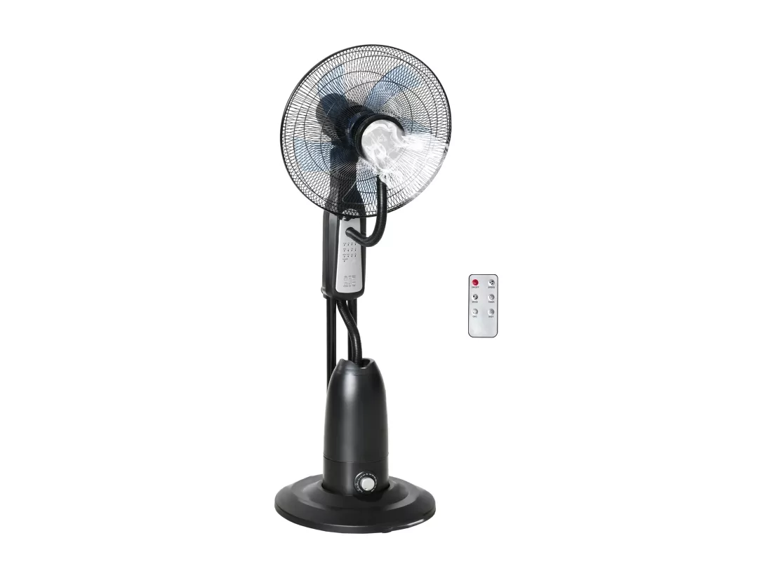 HOMCOM Ventilateur brumisateur sur roulettes - oscillant, inclinable silencieux 90 W avec télécommande - timer 3 modes 3 vitesses - gris noir