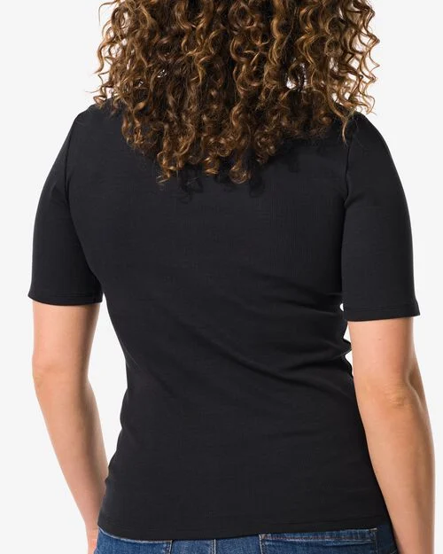 t-shirt femme Clara côtelé noir
