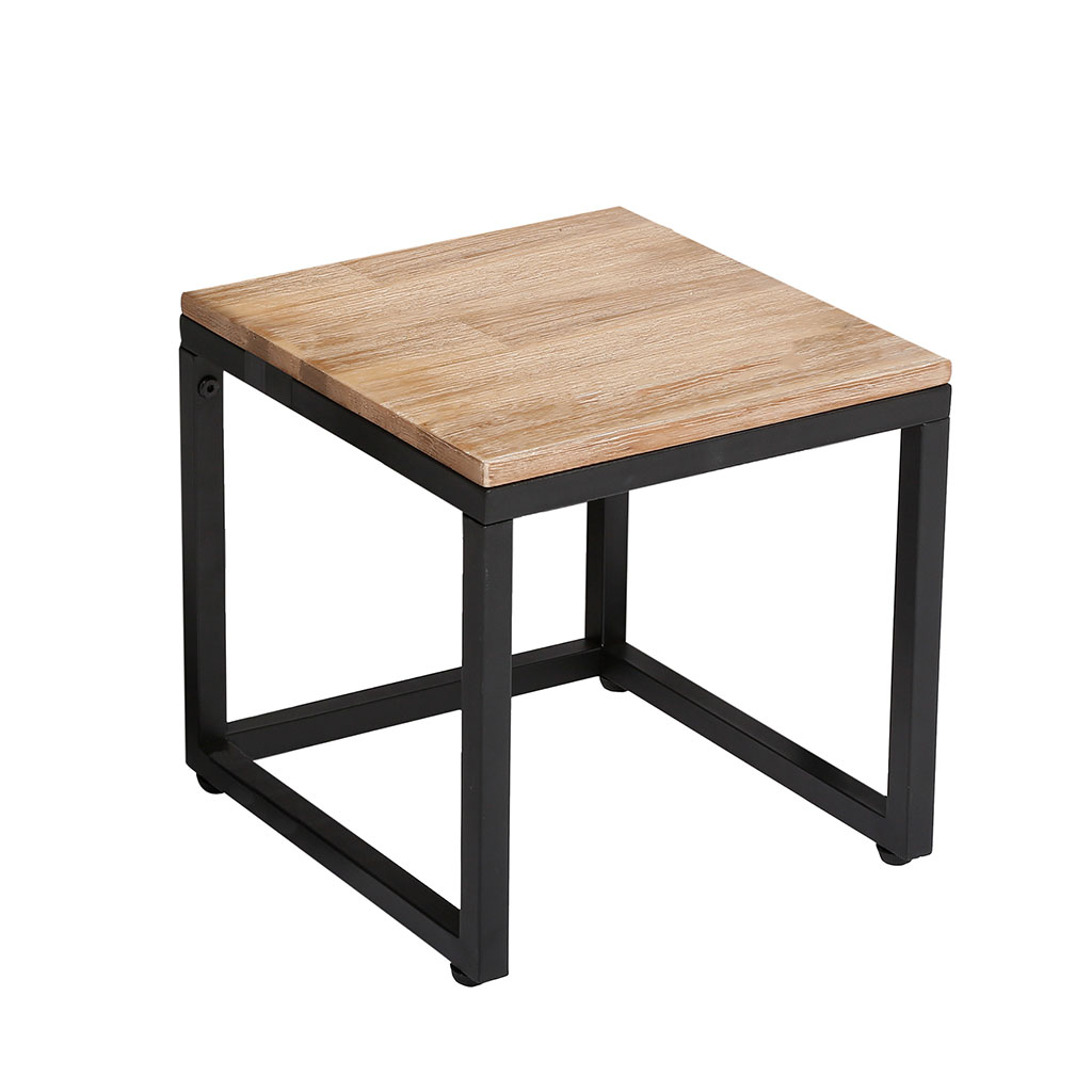 Table d'appoint style industriel EDENA métal et acacia 40x40cm