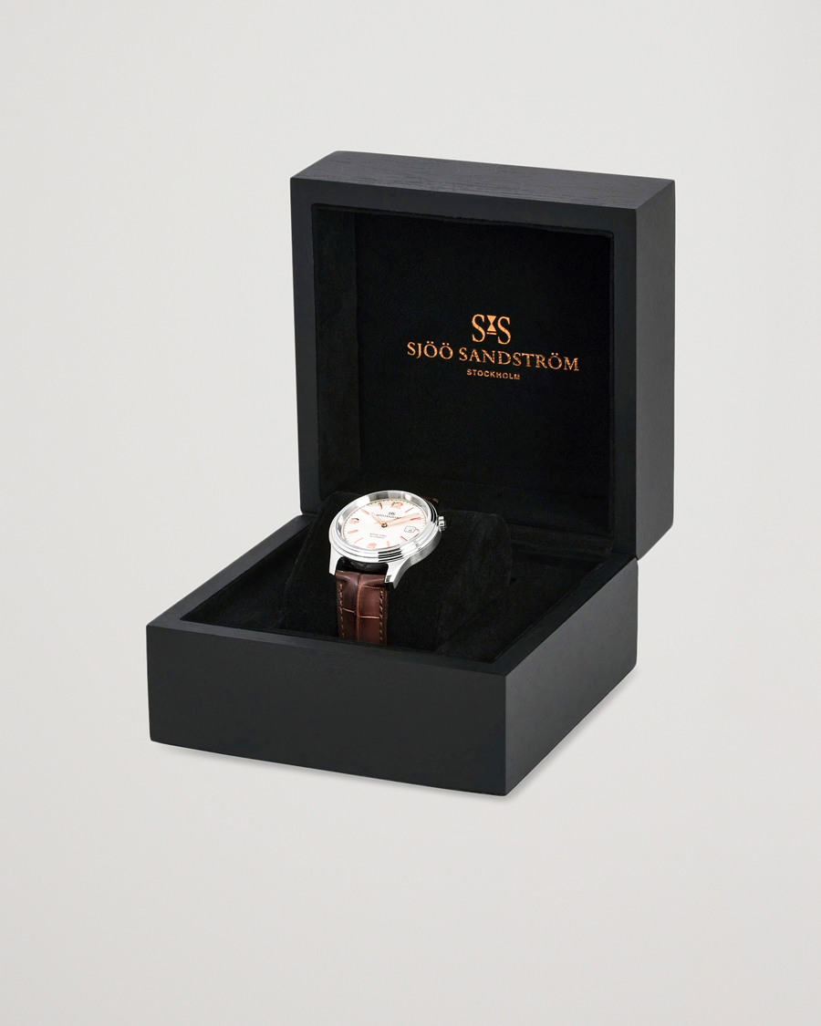 Sjöö Sandström Royal Steel Classic 41mm Ivory and Brown Alligator