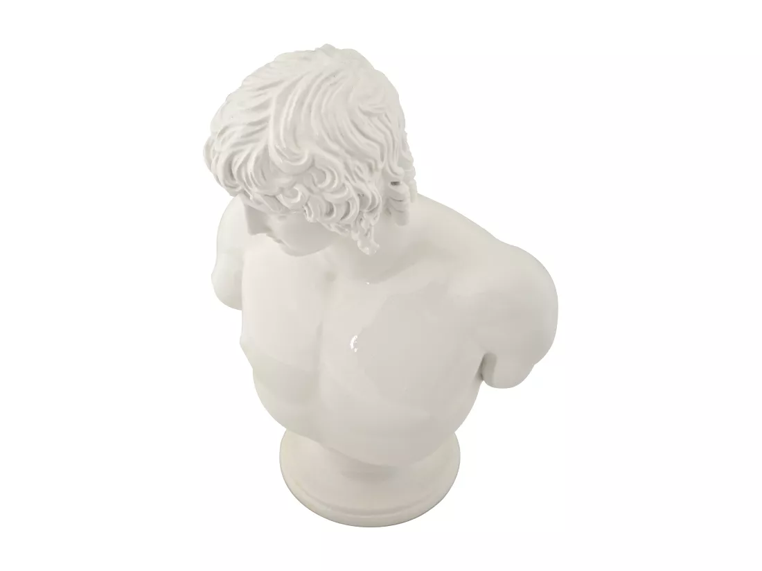Sculpture élégante de buste blanc représentant un centurion, 18,2x12,8x25 cm - Décoration inspirée de l'art Renaissance