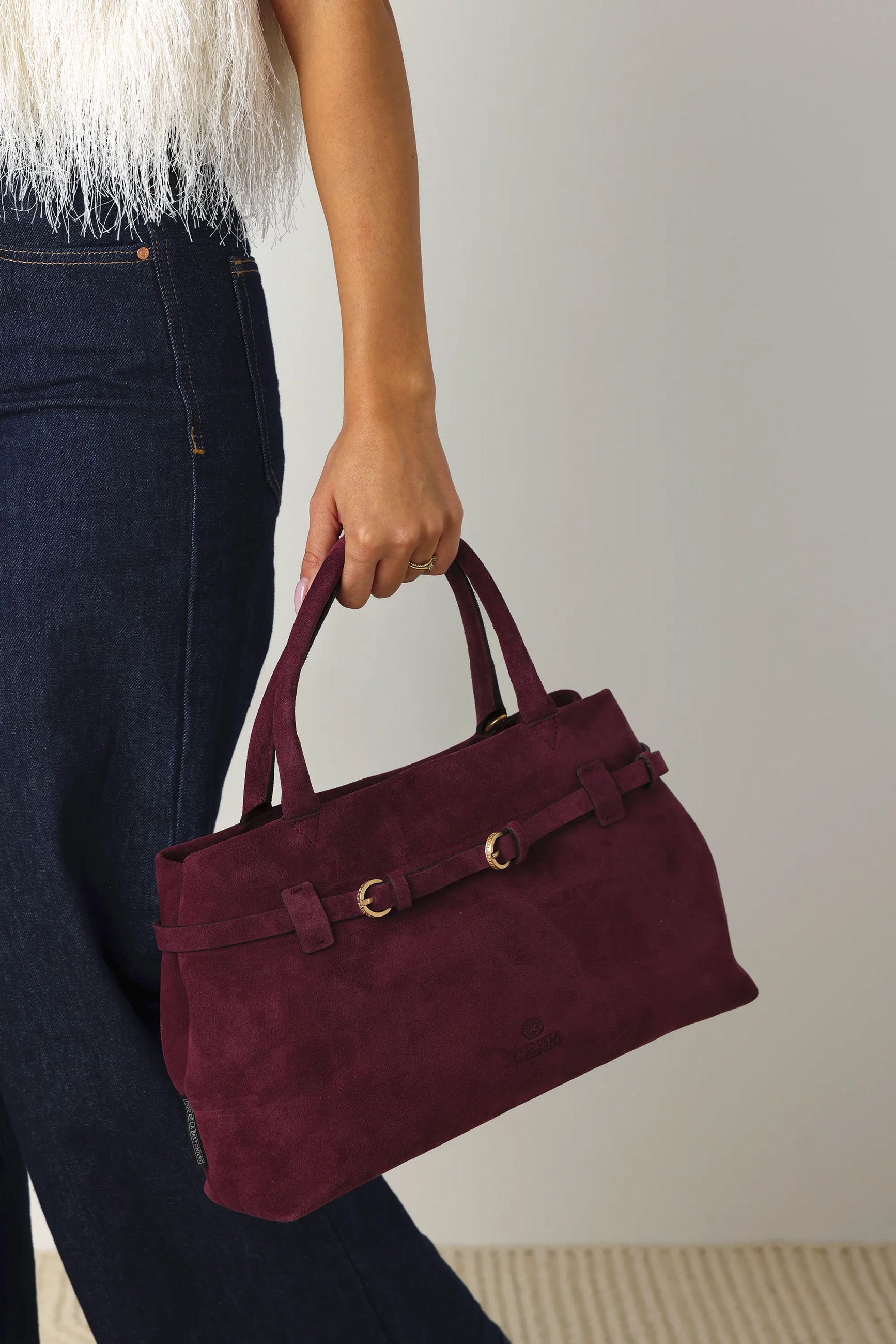 MAE HANDBAG Suede Burgundy Red