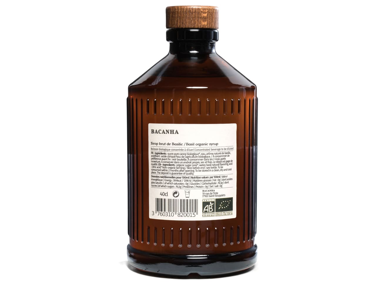 Sirop Bio basilic - 40 cl - Bacanha