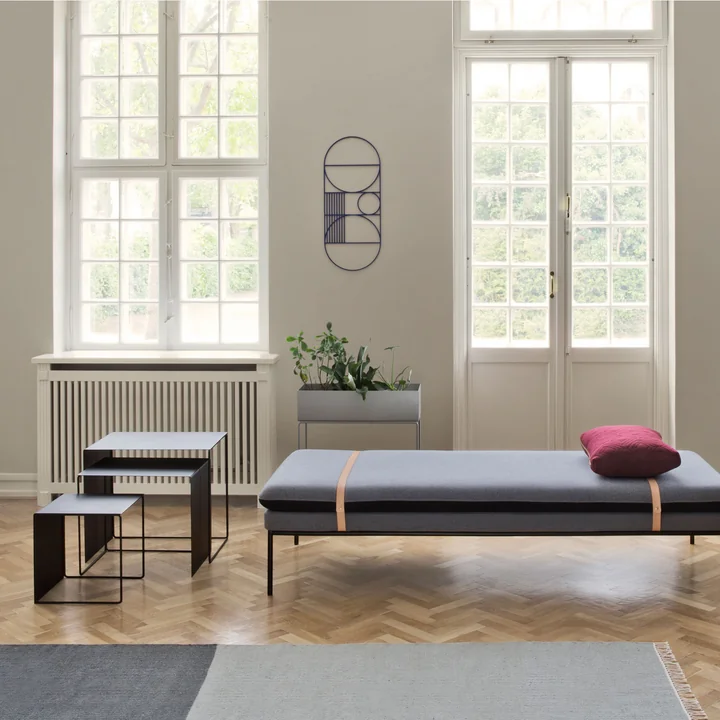 Ferm Living - Turn Daybed cotton linen, schwarz / natur
