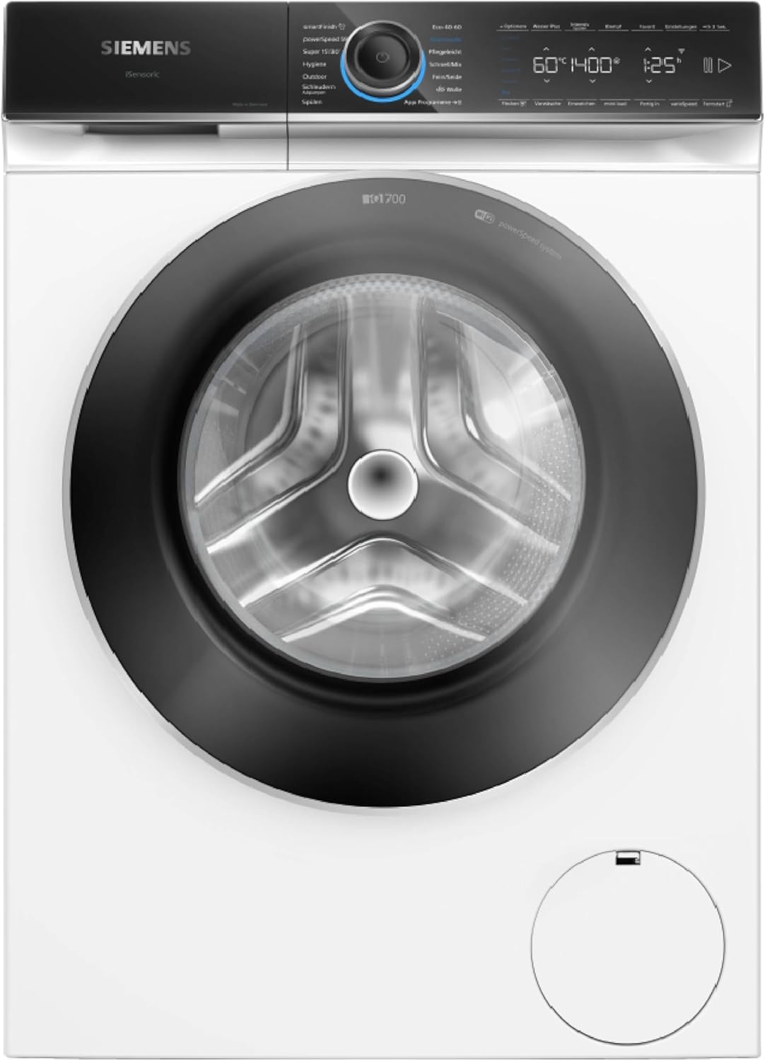 Siemens WG44B2A40 iQ700 Waschmaschine 9 kg, 1400 UpM, Made in Germany, i-Dos Intelligente Waschmittel-Dosierung, speedPack XL - Schneller Waschen, Weniger Knitterfalten, Home Connect, aquaStop, Weiß