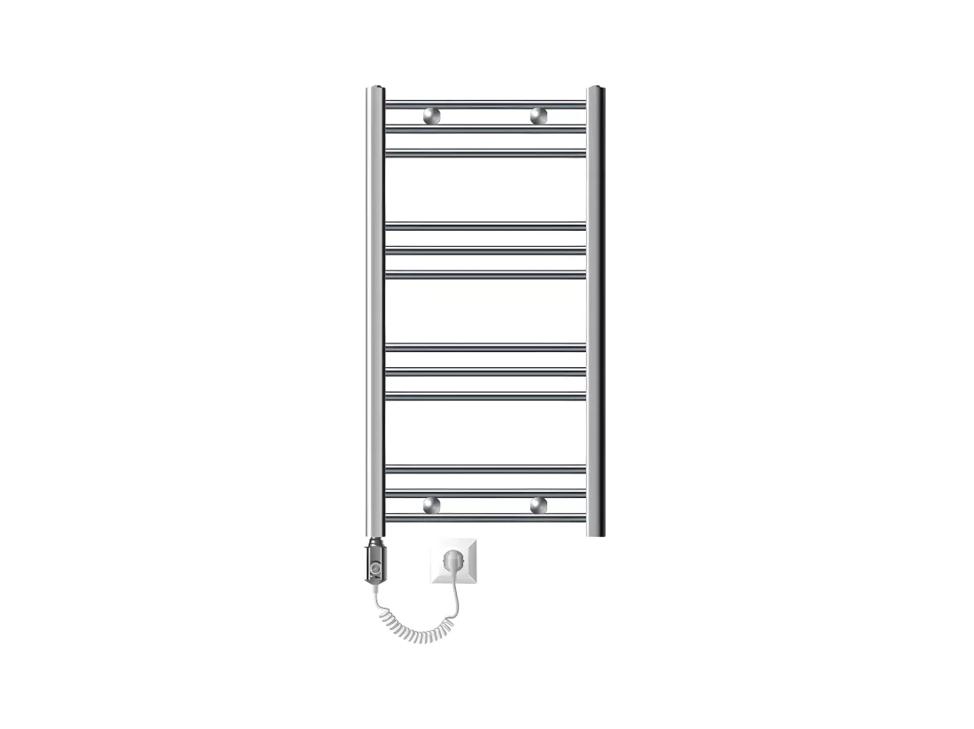Radiateur électrique pour salle de bain Sahara 500x800 mm chromé raccord latéral courbé & thermoplongeur 600W