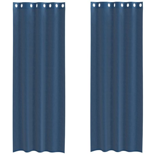 vidaXL Cortinas de Voile com Ilhós 2 Peças Azul Real - 3784794238