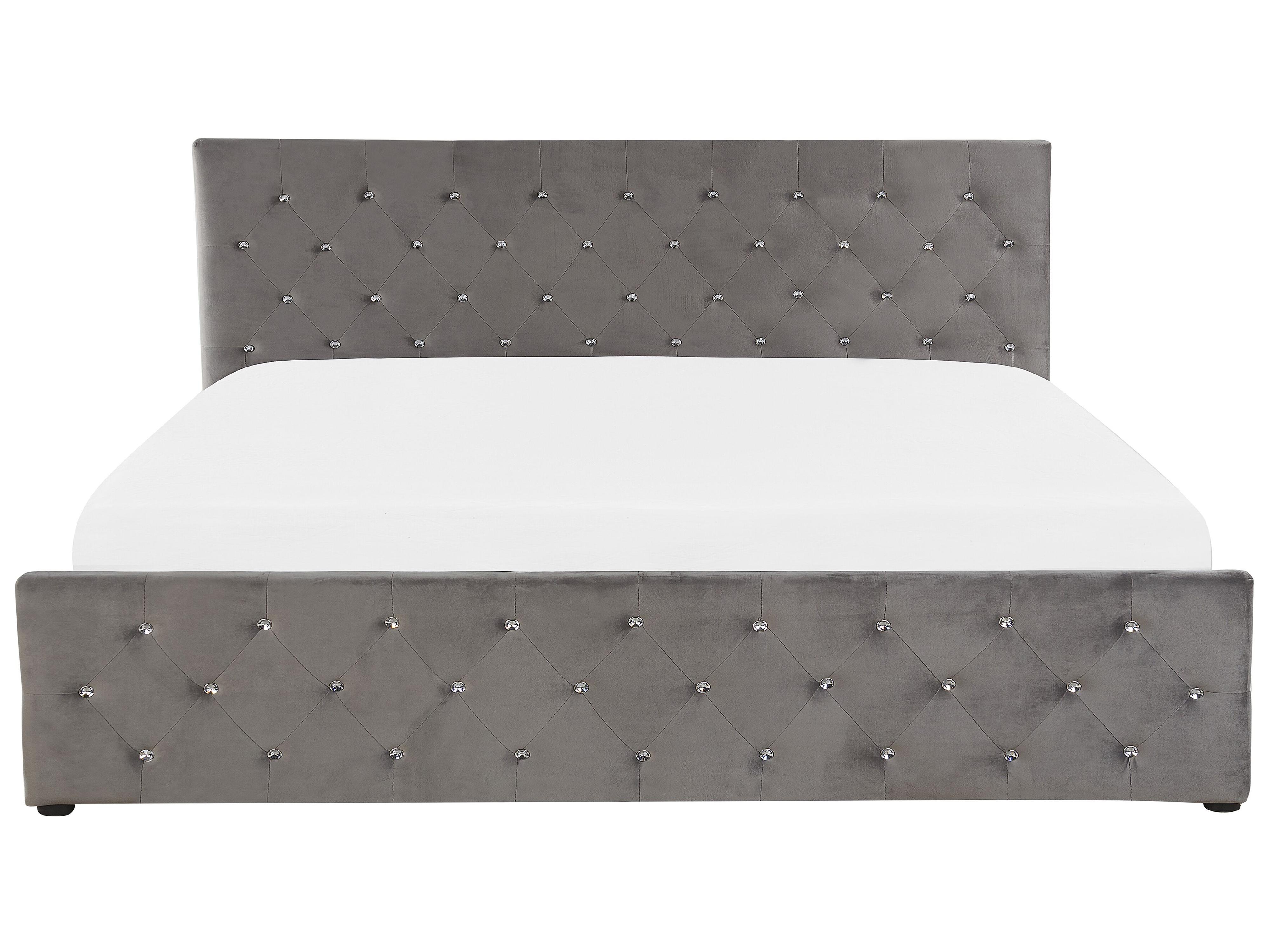 Bed met opbergruimte Fluweel AMIENS 180 x 200 cm Grijs