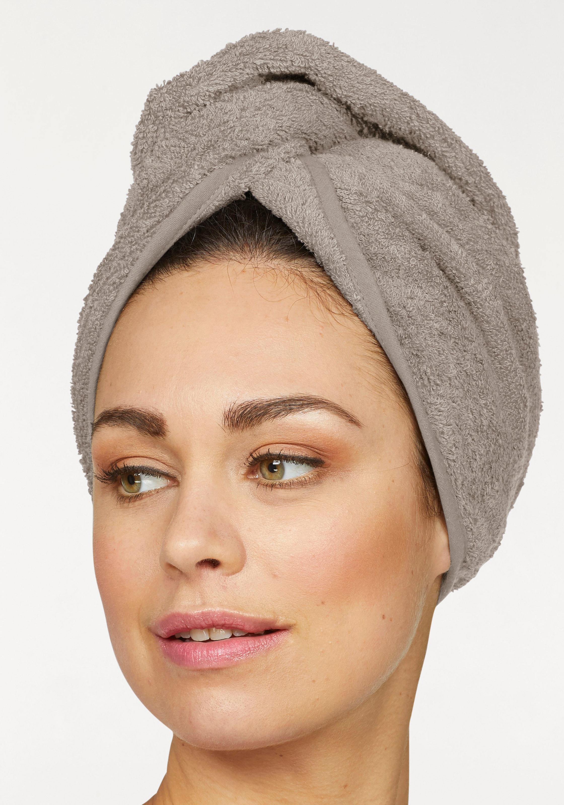 my home Turban-Handtuch »Juna, als Set und Serie erhältlich, 2 Turbanhandtücher 24x61cm« 100% Baumwolle, Turban, Uni-Farben, weich