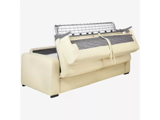 HABITAT - Canapé convertible 3 places - Couchage 160 cm - Matelas en mousse 14 cm - Cuir Beige - Porto