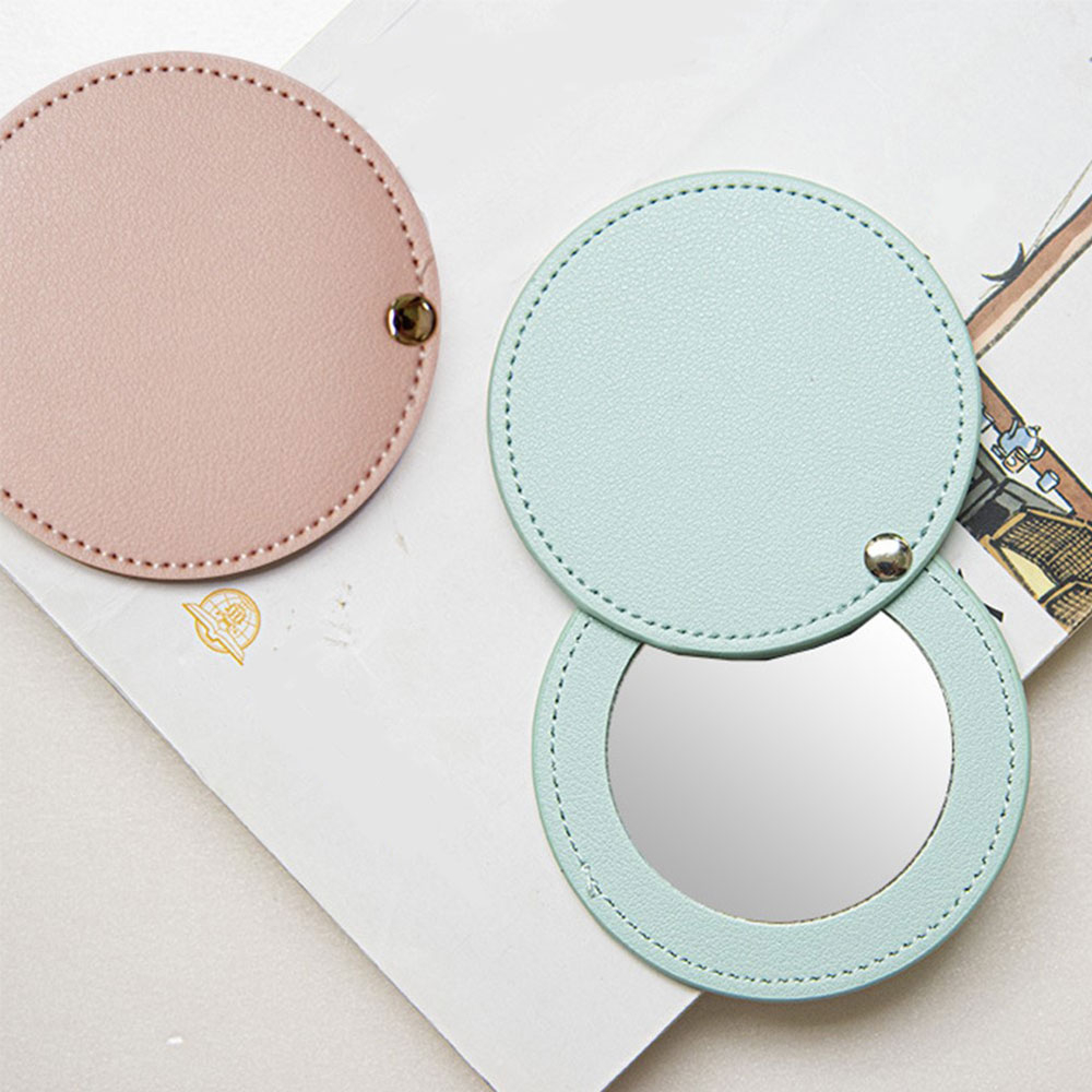 (Ø8cm) Makeup Taschen Schminkspiegel Reise Kosmetik Spiegel - Rosa