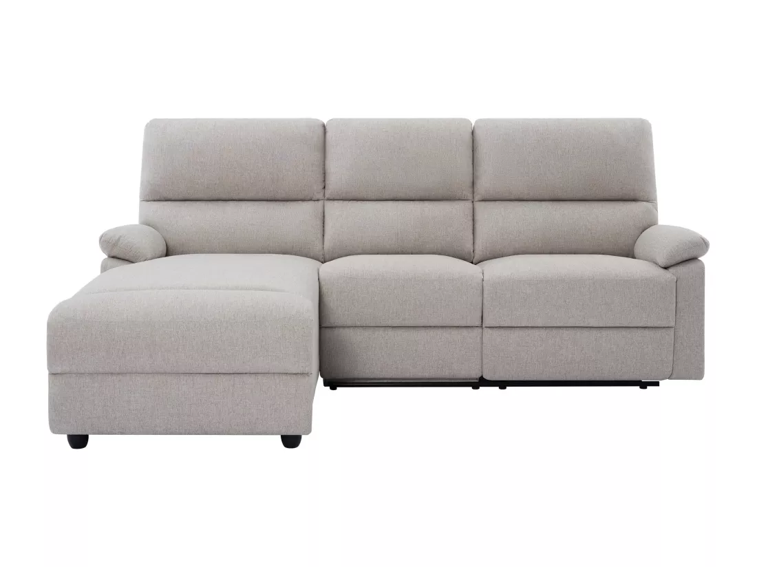 Canapé d'angle gauche relax électrique en tissu beige LUNANO