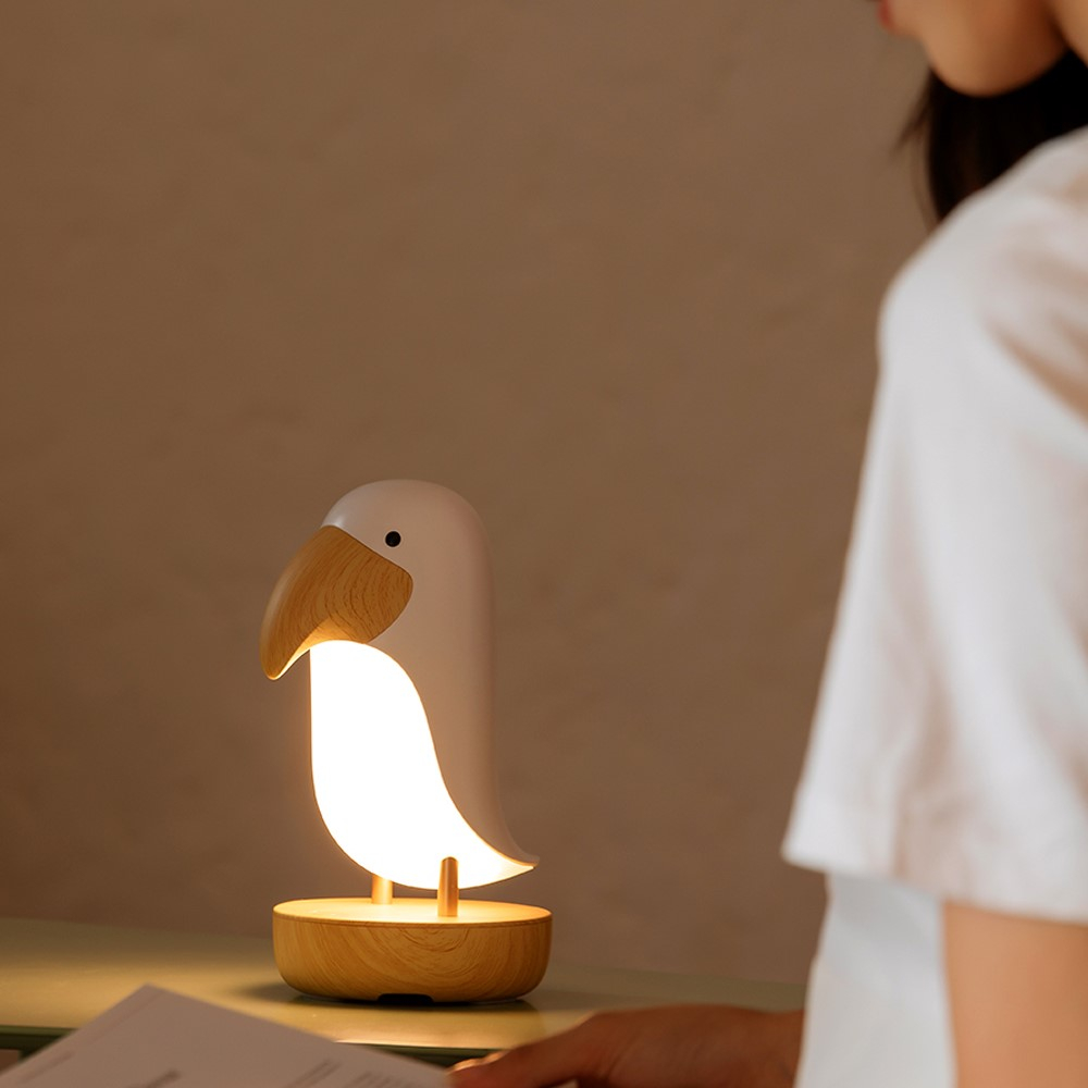 Tukan Vogel Bluetooth Lautsprecher mit LED Nachtlicht - Rosa / Braun
