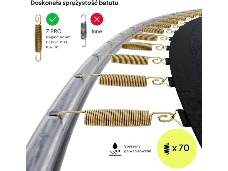 Zipro Trampolin med net og stige Ø374cm   pose til sko