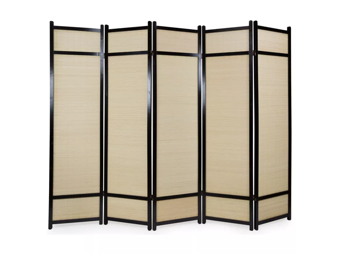 Paravent 5 panneaux pliable bois marron 220 x 2.2 x 175 cm PAR06063
