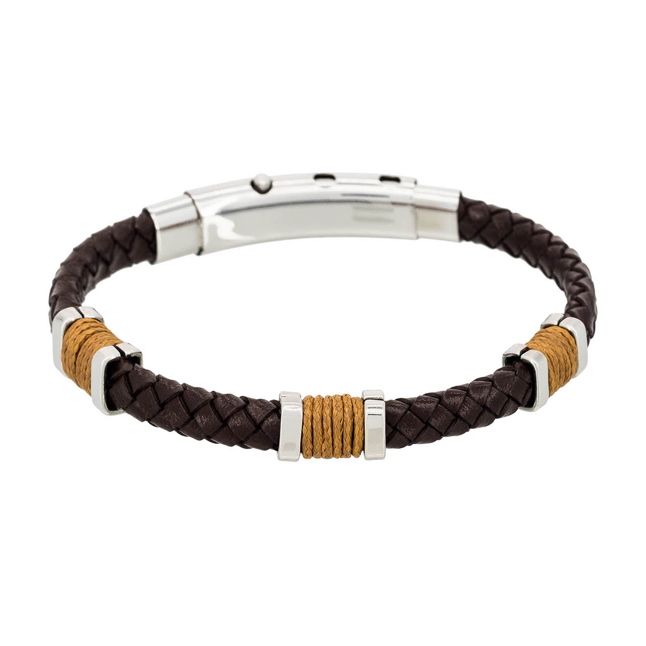 Rockstone Bracelet Brown Eyes en Acier & Cuir marron