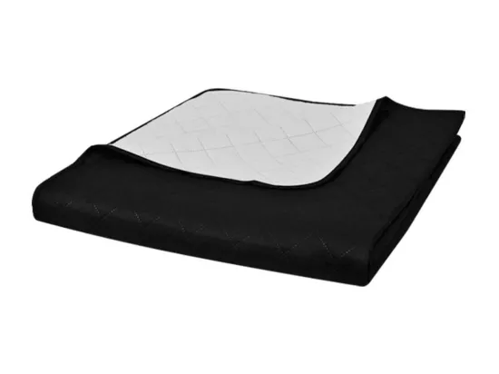 Couvre-lit à double face matelassé Noir-Blanc 220x240