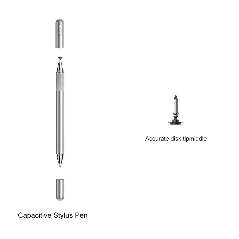 2in1 Kapazitiver Präzisions Stylus Touch Pen   Kugelschreiber - Silber