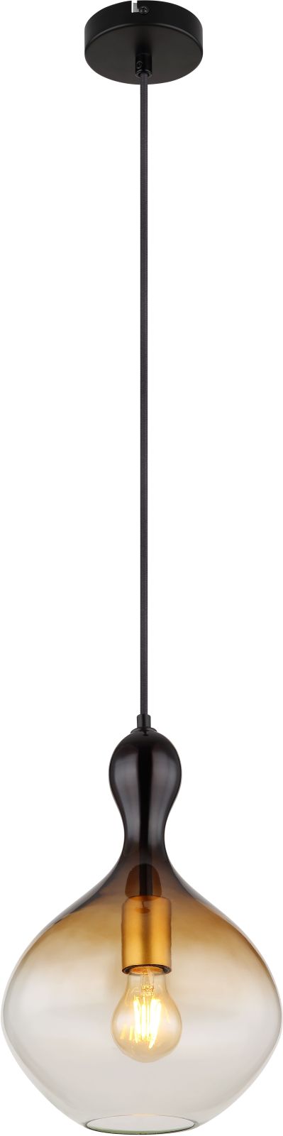 Hängeleuchte - schwarz matt - goldfarben - rauchfarben - Ø 23 cm