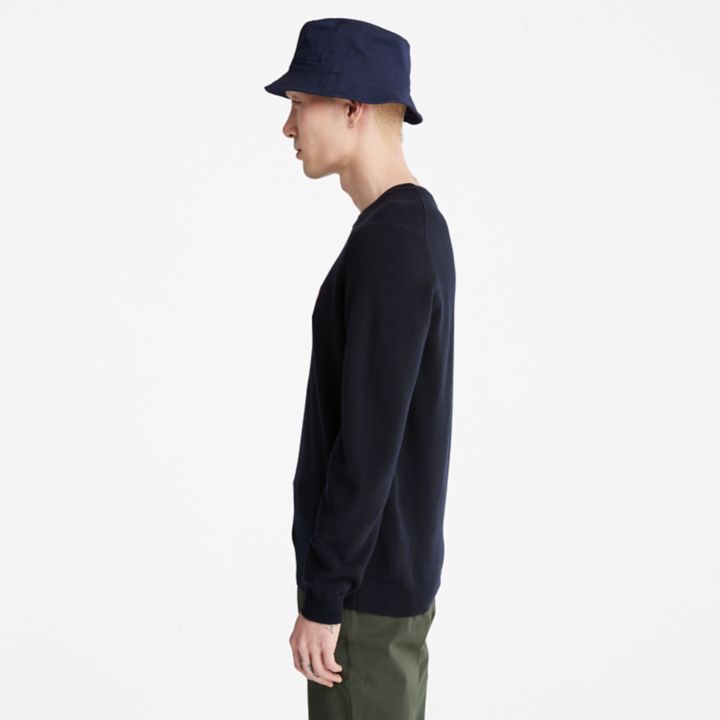 Suéter Cohas Brook de gola redonda para homens na cor azul marinho.